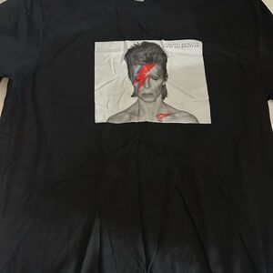 Black Graphic T-Shirt with David Bowie